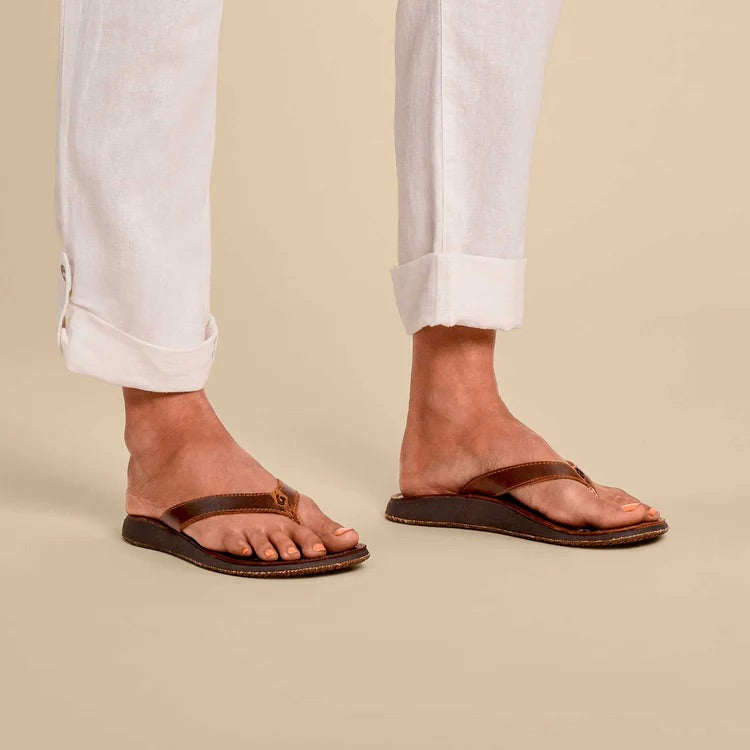 Olukai Women's Paniolo Premium Leather Sandals - Natural