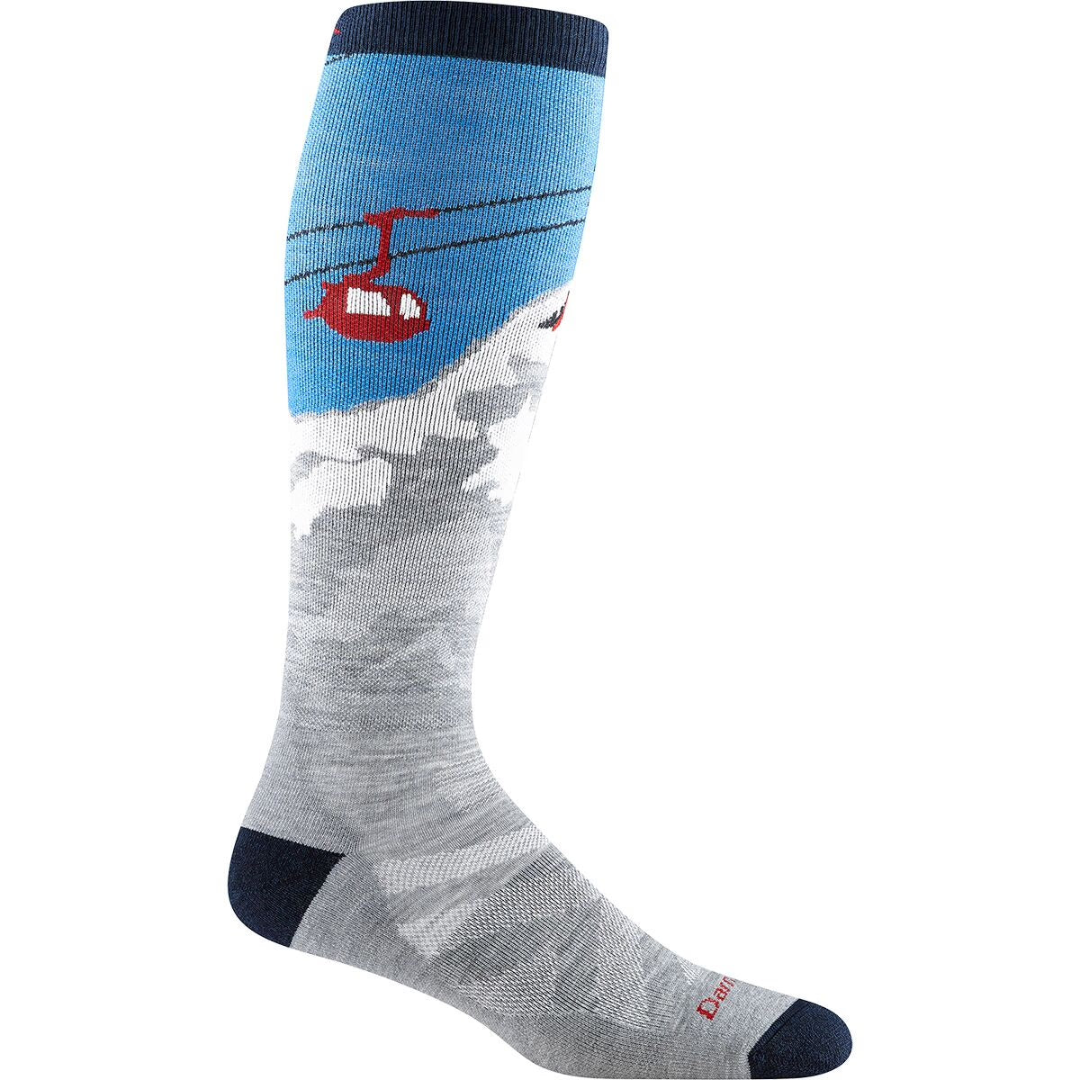Darn Tough Heady Yeti Over-the-Calf Midweight Ski & Snowboard Socks - Gray