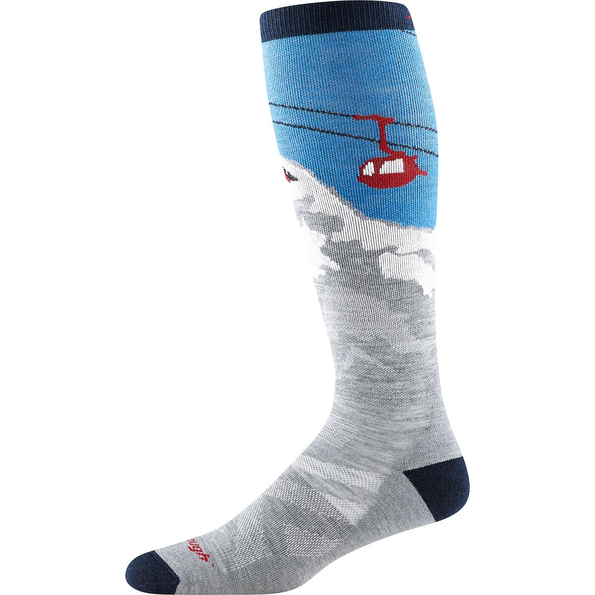 Darn Tough Heady Yeti Over-the-Calf Midweight Ski & Snowboard Socks - Gray