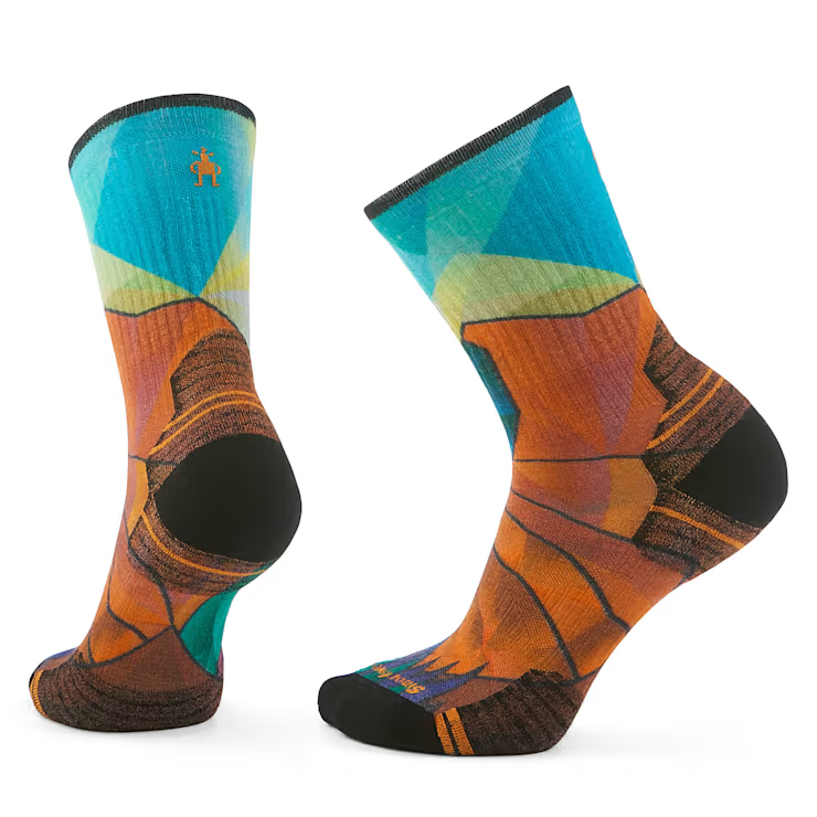 Smartwool Women's Hike Targeted Cushion Mountain Prism Print Crew Socks - Orange Rust