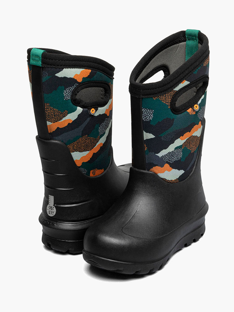 Bogs Kids NeoClassic Camo Landscape Waterproof Boots - Black Multi