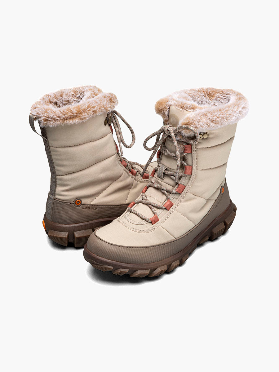 Bogs Women's Cedar Quilt Lace Waterproof Boots - Oatmeal
