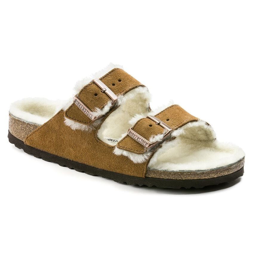 Birkenstock Men's Arizona Shearling Suede Leather Sandals - Mink