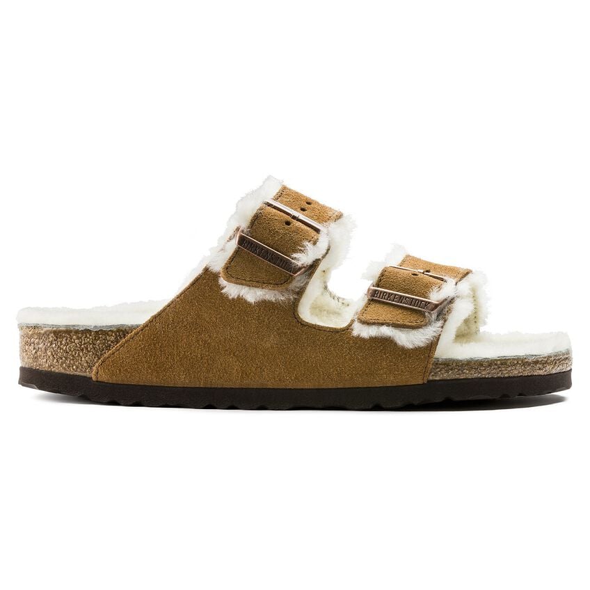 Birkenstock Men's Arizona Shearling Suede Leather Sandals - Mink