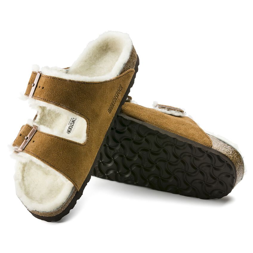 Birkenstock Men's Arizona Shearling Suede Leather Sandals - Mink