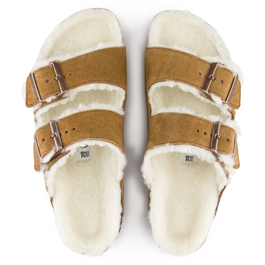 Birkenstock Men's Arizona Shearling Suede Leather Sandals - Mink