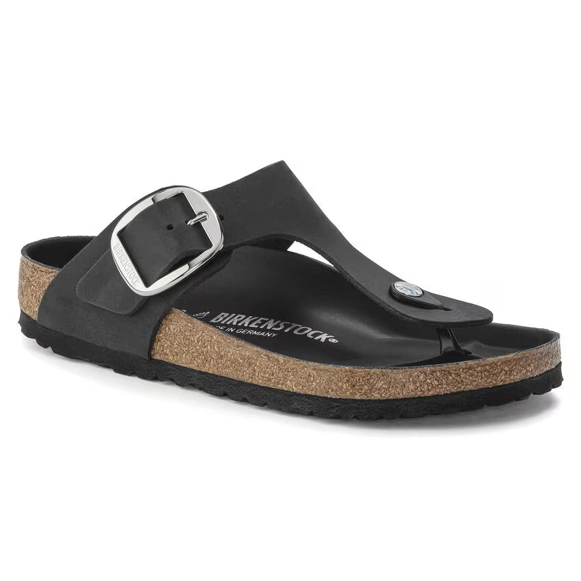 Birkenstock Women's Gizeh Big Buckle Sandals - Black Oiled Leather