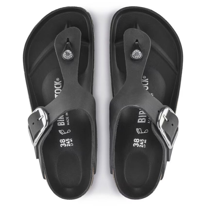 Birkenstock Women's Gizeh Big Buckle Sandals - Black Oiled Leather