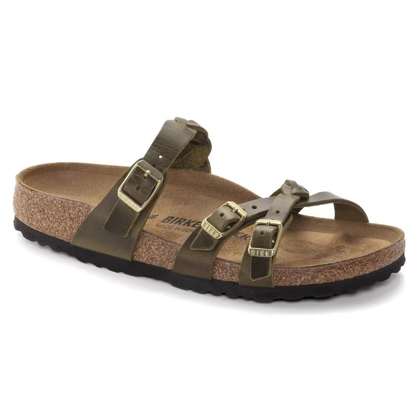 Birkenstock Women's Franca Braided Oiled Leather - Olive Green - Regular Fit