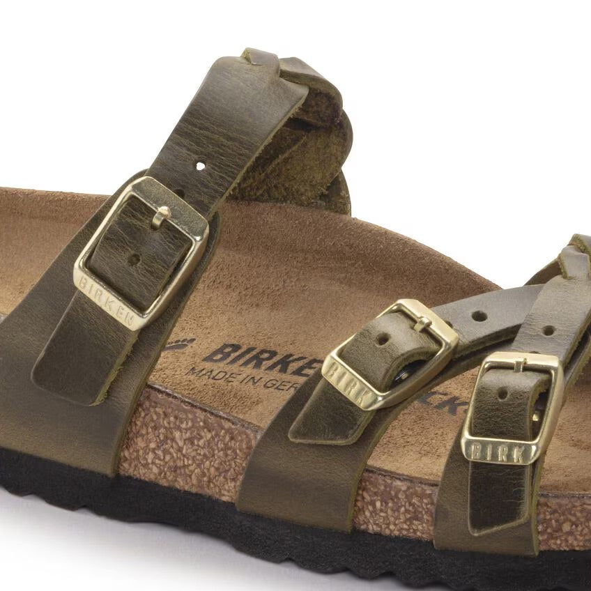 Birkenstock Women's Franca Braided Oiled Leather - Olive Green - Regular Fit