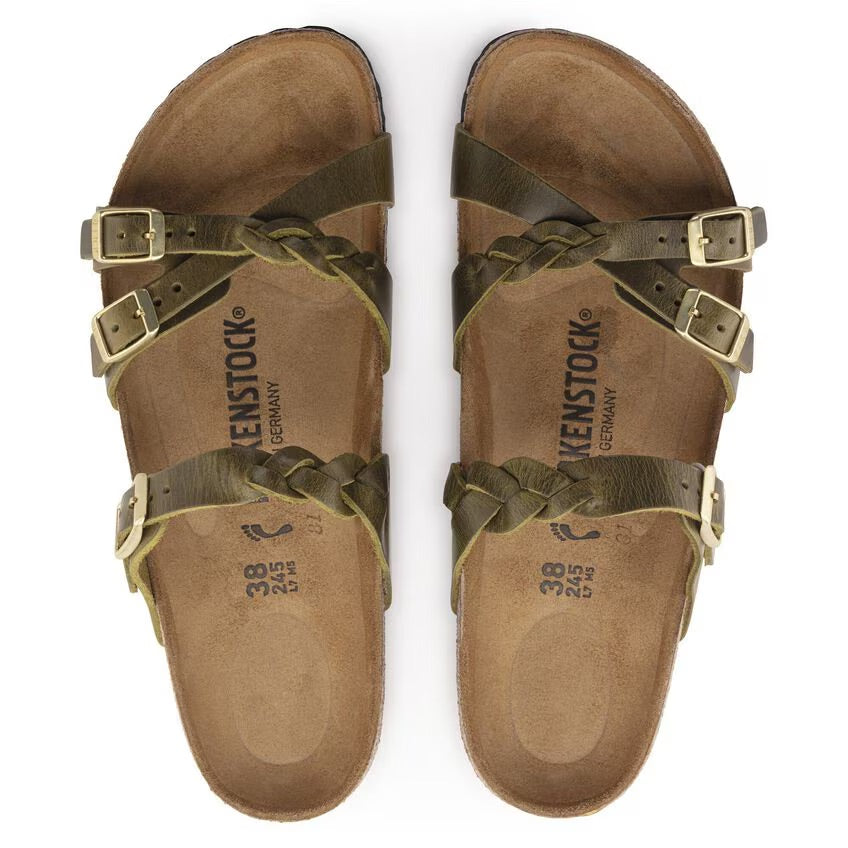 Birkenstock Women's Franca Braided Oiled Leather - Olive Green - Regular Fit