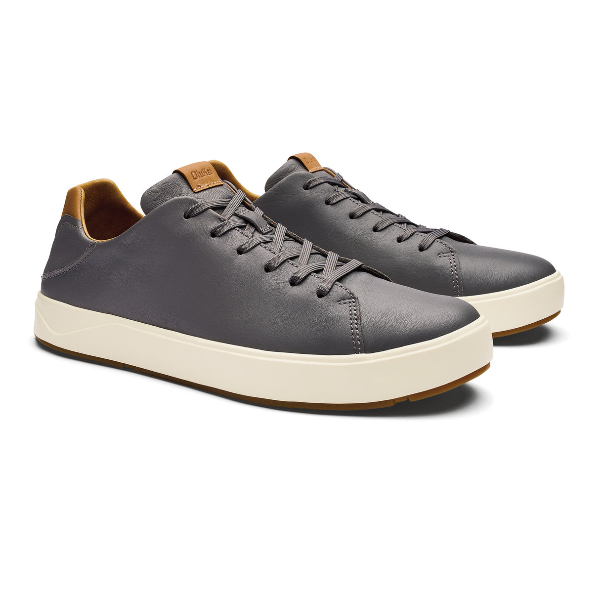 Olukai Men's Lae‘ahi Lī ‘Ili Waterproof Leather Sneakers - Stone