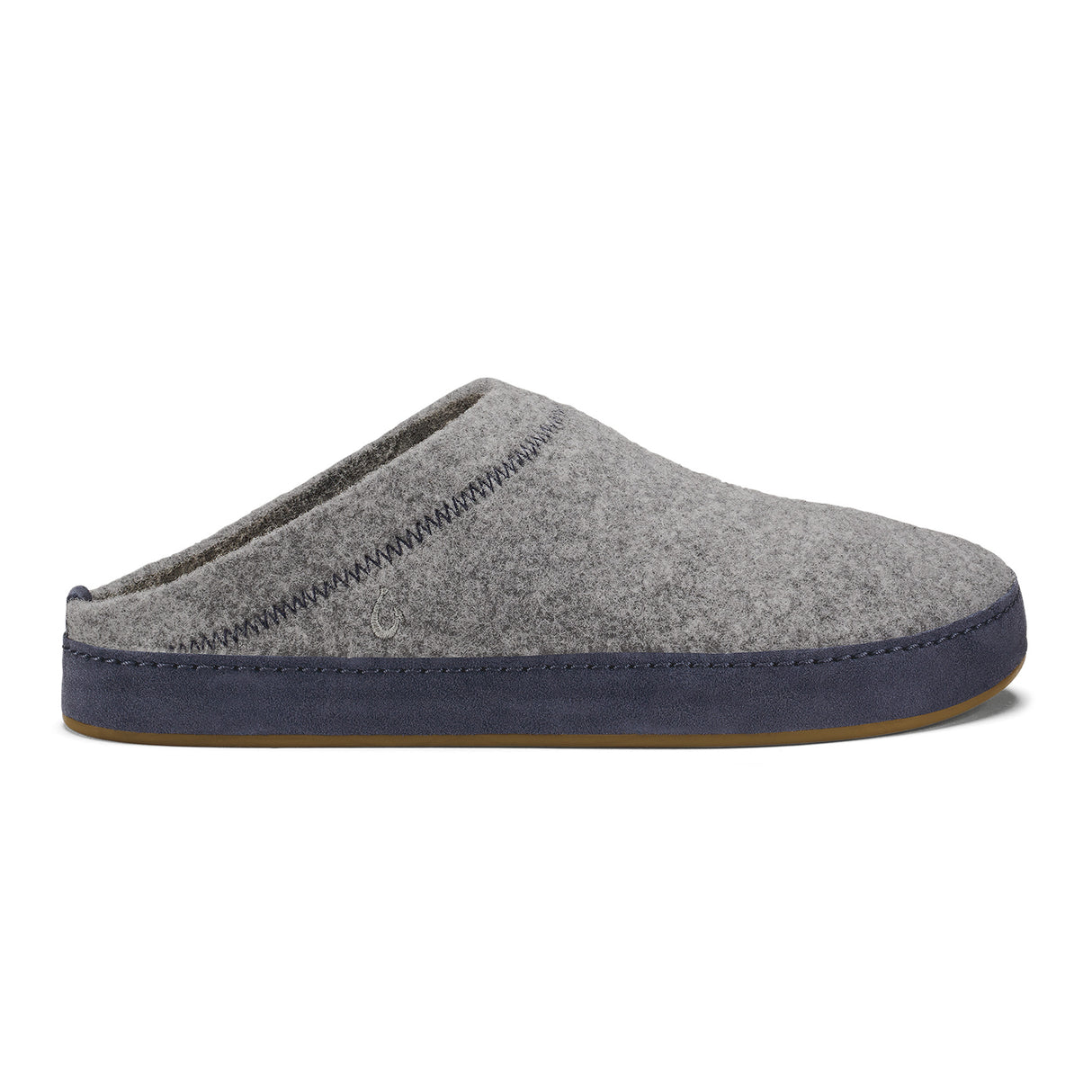 Olukai Men's Hāmani Hulu Wool Mule Slipper - Graphite / Trench Blue