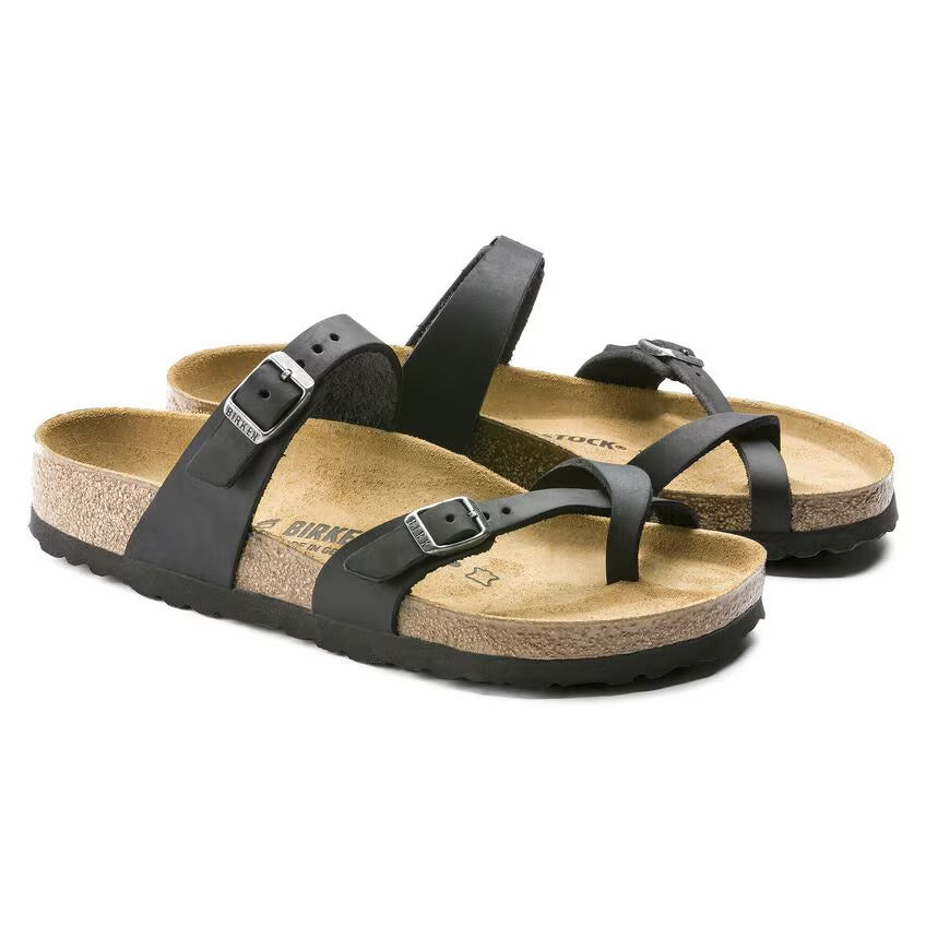 Birkenstock Mayari Oiled Leather Sandals - Black