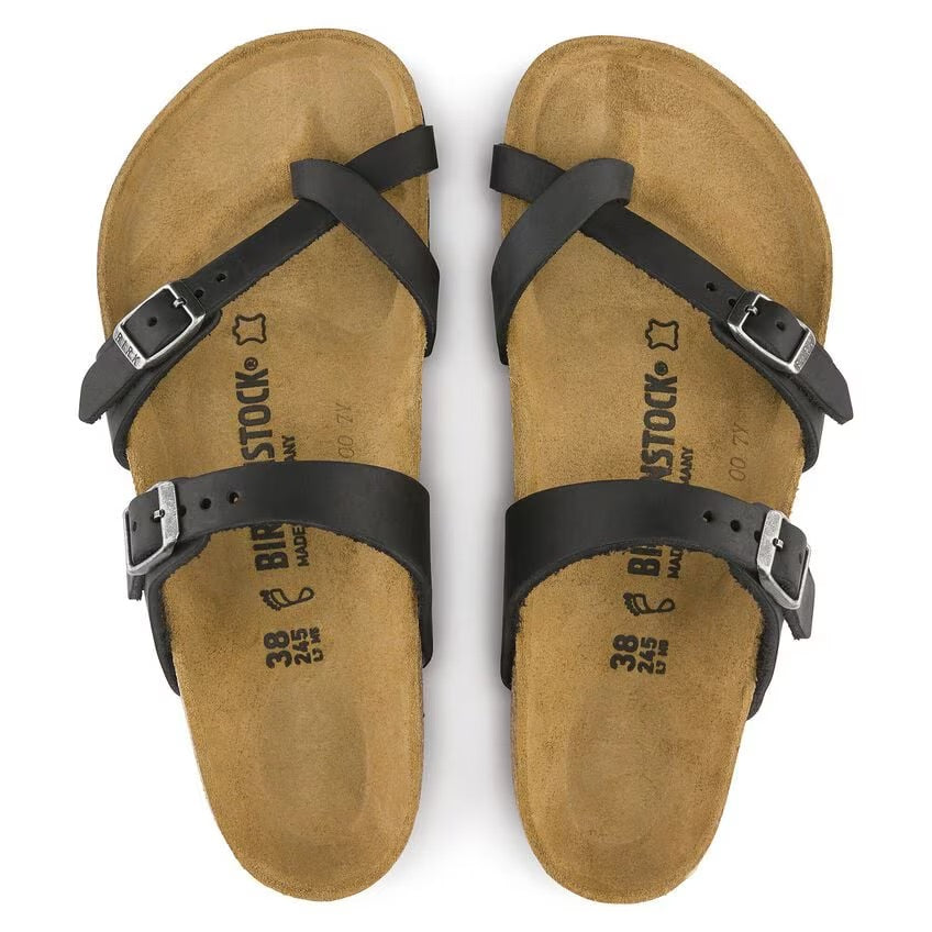 Birkenstock Mayari Oiled Leather Sandals - Black