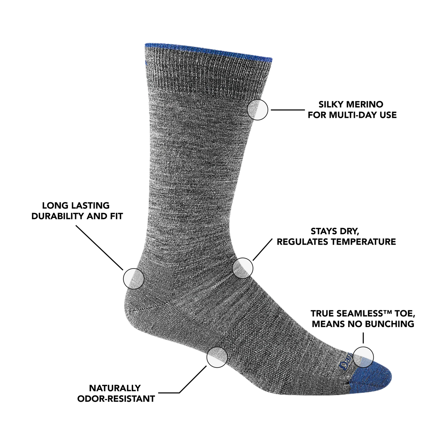 Darn Tough Men's Solid Crew Lightweight Socks - Black