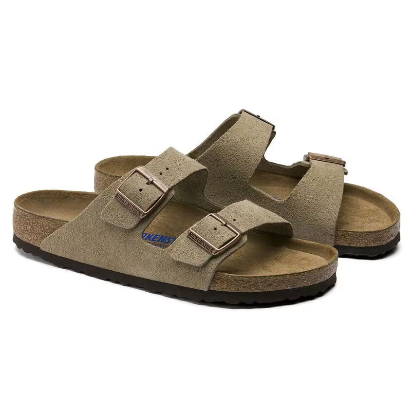 Birkenstock Arizona BS Soft Footbed Suede Leather Sandals - Taupe