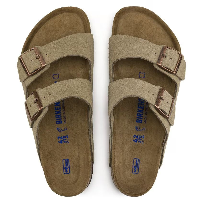 Birkenstock Arizona BS Soft Footbed Suede Leather Sandals - Taupe