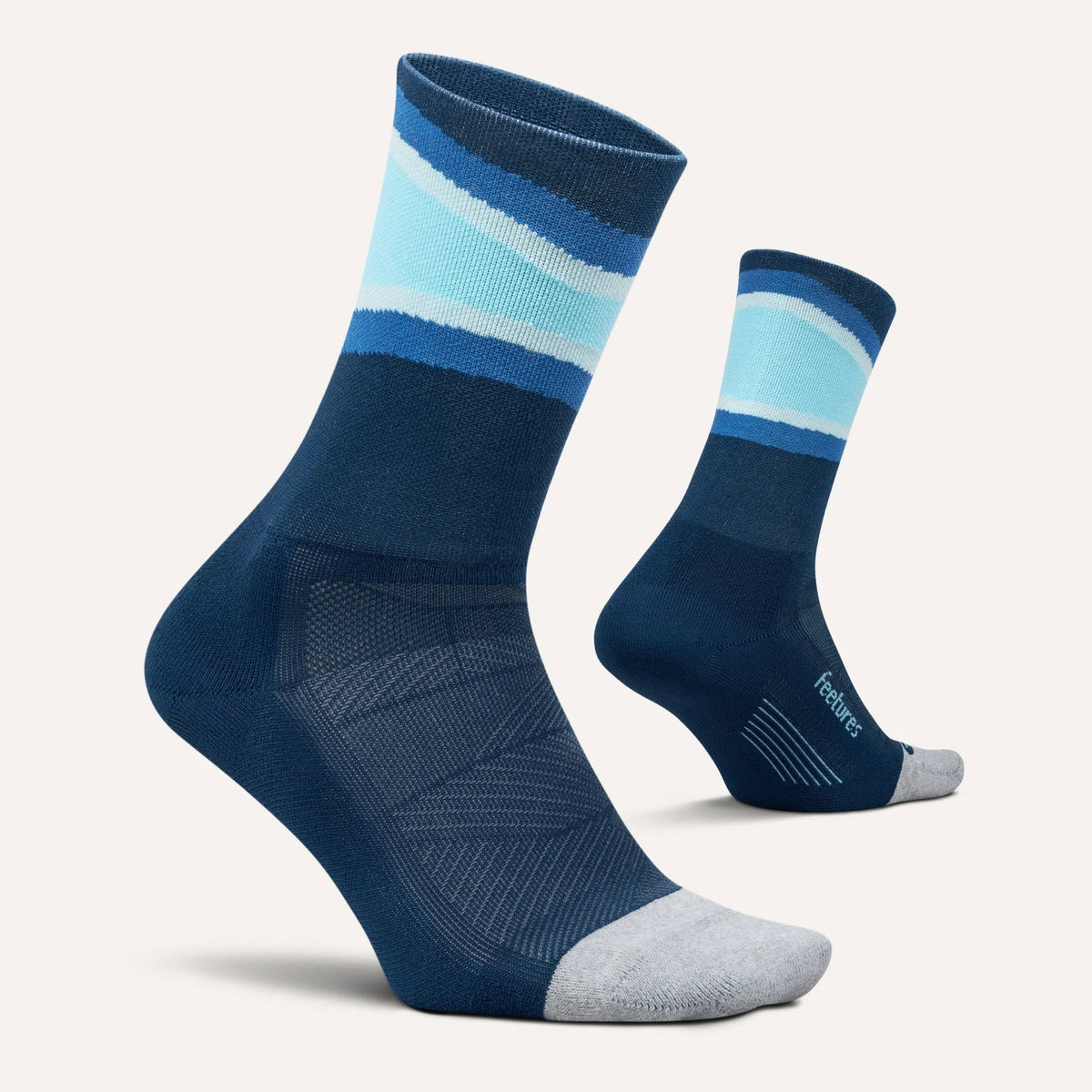 Feetures Unisex Elite Light Cushion Mini Crew Socks - Blue Bounce