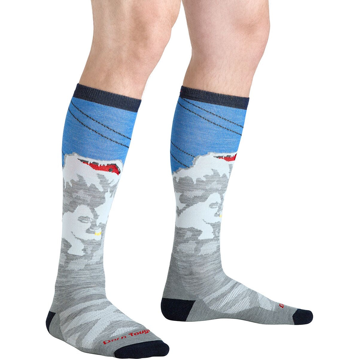 Darn Tough Heady Yeti Over-the-Calf Midweight Ski & Snowboard Socks - Gray