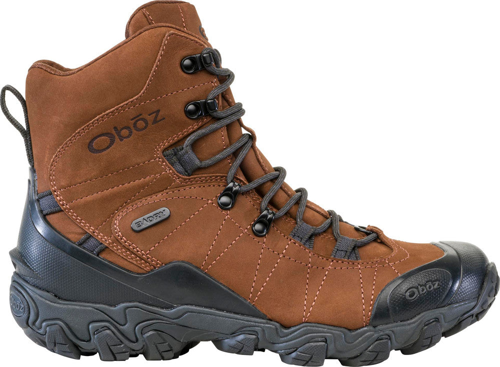 Oboz Men's Bridger 8" Insulated B-Dry Waterproof Hiking Boots - Bark Brown