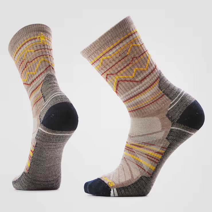 Smartwool Hike Mountain Range Pattern Crew Socks - Fossil