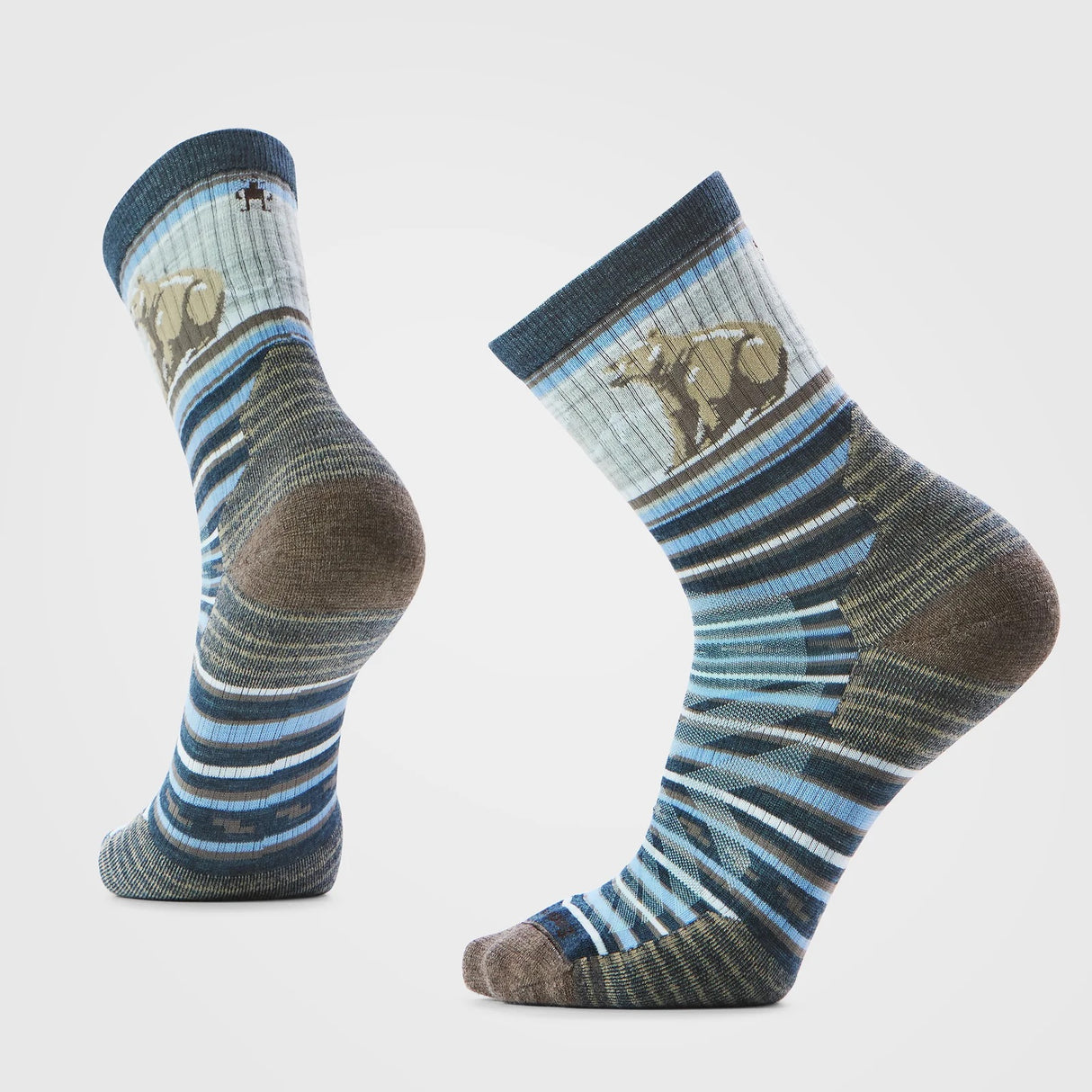 Smartwool Men's Hike Bear Stripe Mid Crew Socks - Twilight Blue