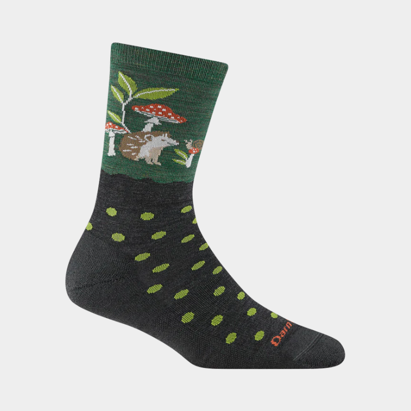 Darn Tough Women's Wild Life Crew Lightweight Lifestyle Socks - Hedgehog Moss