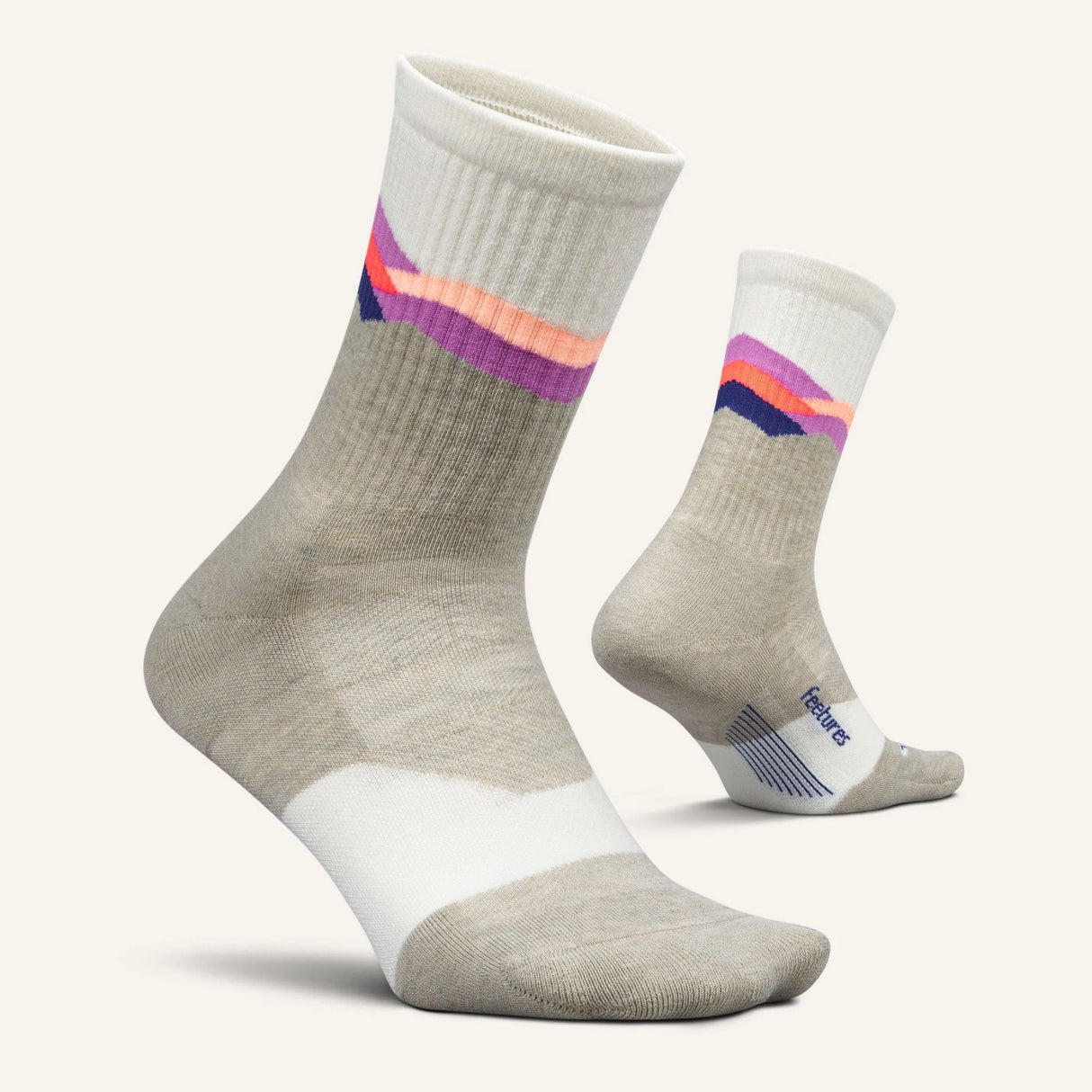 Feetures Women's Trail Max Cushion Mini Crew Socks - Mountain High Cream