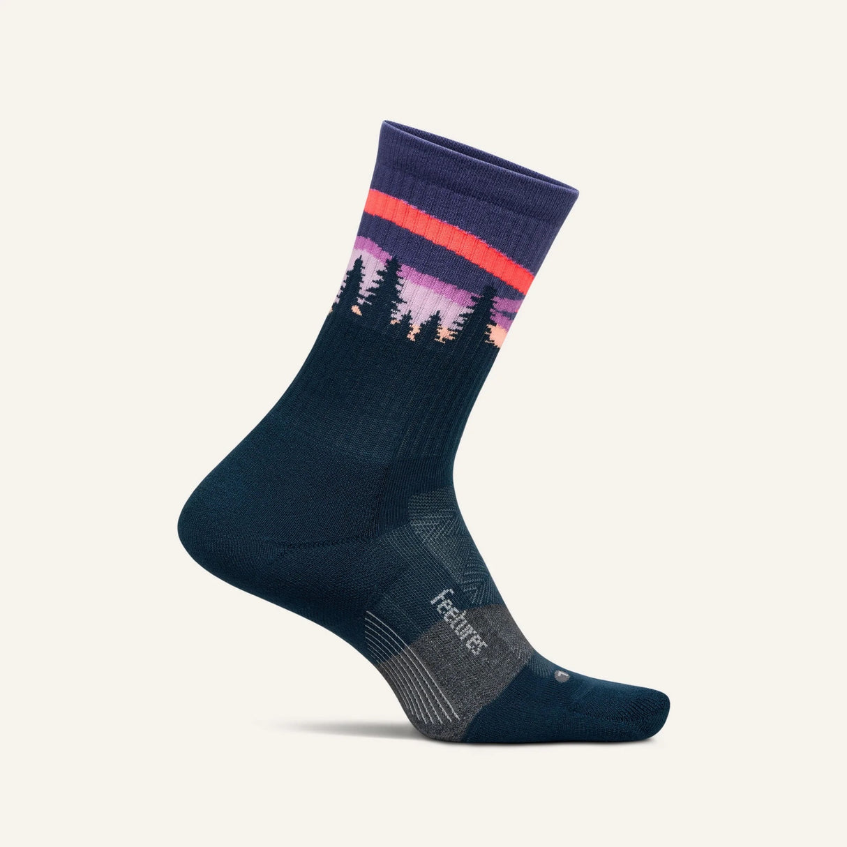 Feetures Women's Trail Max Cushion Mini Crew Socks - Purple Aurora